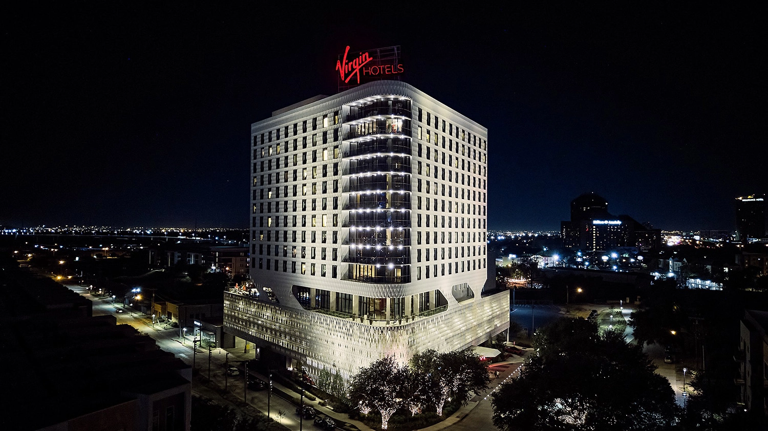 Nightshot of gorgeous virgin hotel